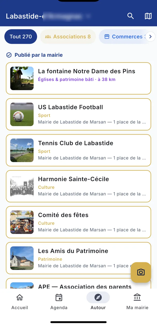 La liste « Autour de moi » : ce que la mairie publie passe devant les bases publiques.
